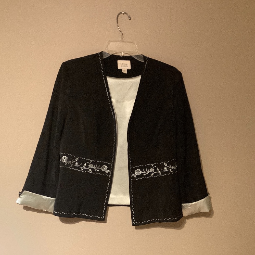 Vintage 2 Piece Formal Jacket and Sleeveless Satin Blouse